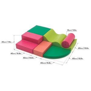 Soft Play 6 minkštų blokų rinkinys – rožinė žalia Explorer - Image 9