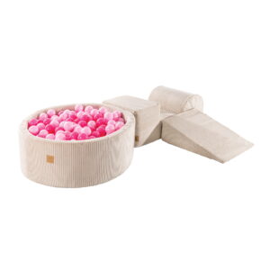 MeowBaby® žaidimų rinkinys su kamuoliuku baseinu – Ecru, kamuoliukai (Pink)