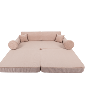 Liels modulārais dīvāns bērniem - Slimcord velveta rozā krāsā - Image 5