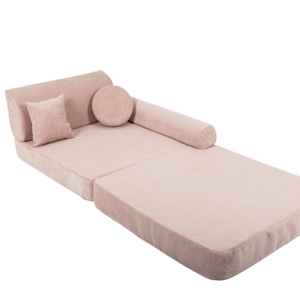 Liels modulārais dīvāns bērniem - Slimcord velveta rozā krāsā - Image 6