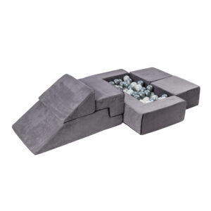 MeowBaby® Velvet Bricks Komplekts - Daudzfunkcionāls rotaļu laukums bērniem - pelēks