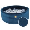 Apaļa bumbiņu bedre ar 200 metāliskām/caurspīdīgām bumbiņām, 90x30cm - Blue Velvet