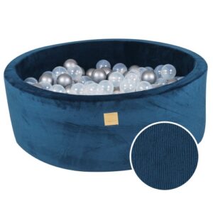 Apaļa bumbiņu bedre ar 200 metāliskām/caurspīdīgām bumbiņām, 90x30cm - Blue Velvet