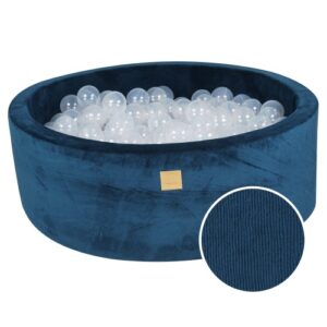Apaļa bumbiņu bedre ar 200 caurspīdīgām bumbiņām, 90x30cm - Blue Velvet