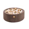Apaļa bumbiņu bedre ar 200 baltām/vara bumbiņām, 90x30cm - estētiski brūna