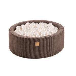Apaļš bumbiņu baseins ar 200 baltām bumbiņām, 90x30cm - estētiski brūna
