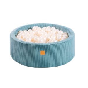 Apaļa bumbiņu bedre ar 200 baltām bumbiņām, 90x30 cm - estētiski tirkīza