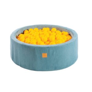 Apaļš bumbiņu baseins ar 200 dzeltenām bumbiņām, 90x30 cm - estētiski tirkīza