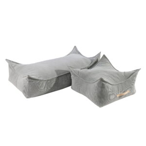 MeowBaby® pufs bērniem, taisnstūrveida, velveta - pelēks - Image 3