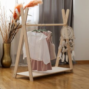 Tipi apģērbu plaukts bērniem - liels dabīgs koks - Image 2