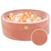Apaļš bumbiņu baseins ar 200 baltām/oranžām bumbiņām, 90x30cm - aprikožu samts