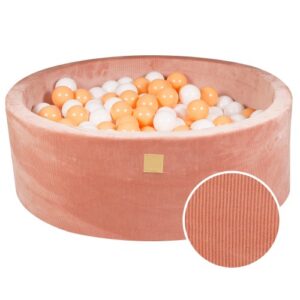 Apaļš bumbiņu baseins ar 200 baltām/oranžām bumbiņām, 90x30cm - aprikožu samts